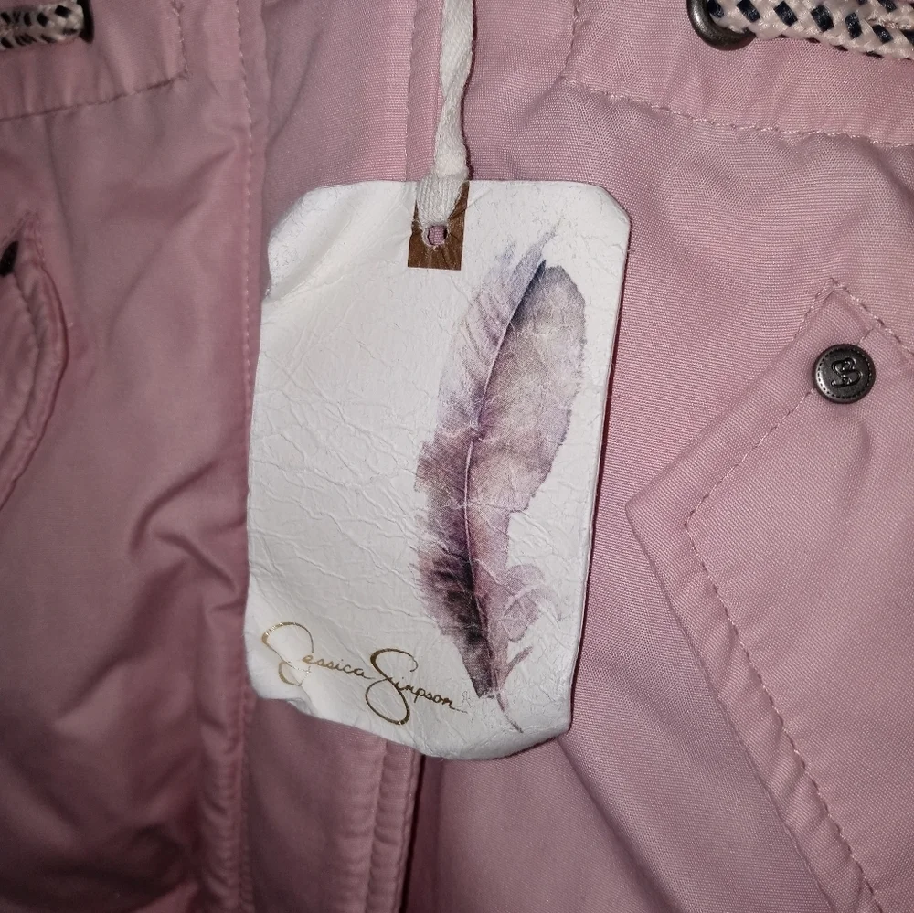 Jessica Simpson Girls Full Zip Pink Faux fur lined Hooded Jacket W Pockets NEW
